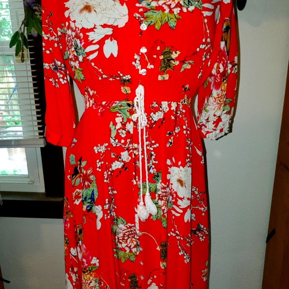 Red floral dress
